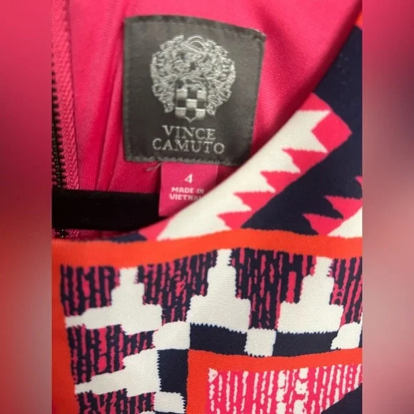 Vince Camuto Geometric Printed Bodycon Dress Sz 4 - Picture 6 of 11